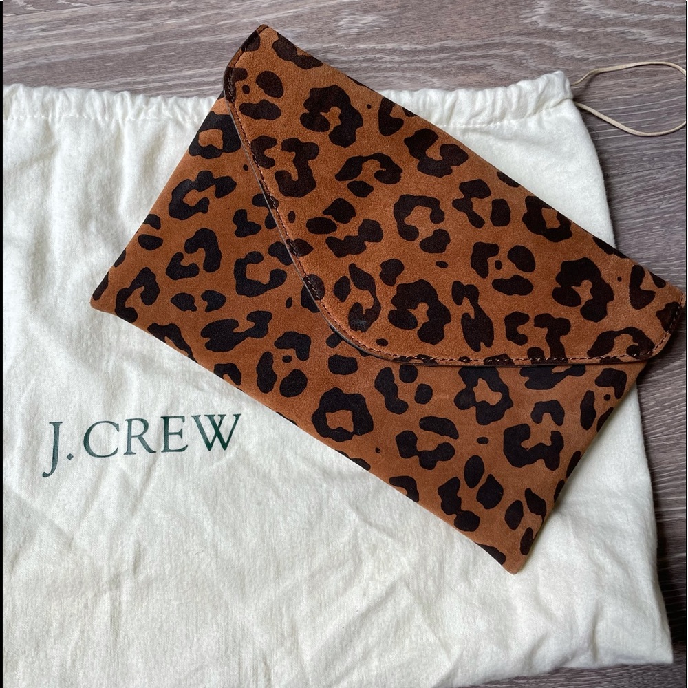 Leopard JCrew crossbody clutch